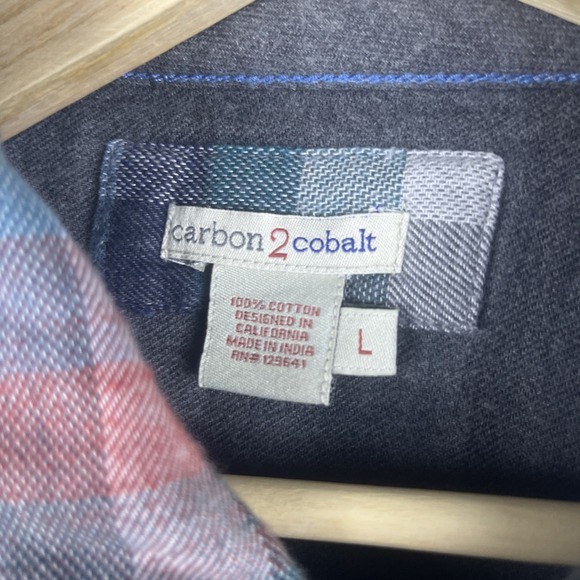 Carbon 2 Cobalt Men's Large Multicolor Double Pocket Long Sleeve Button-Up - Picture 2 of 5